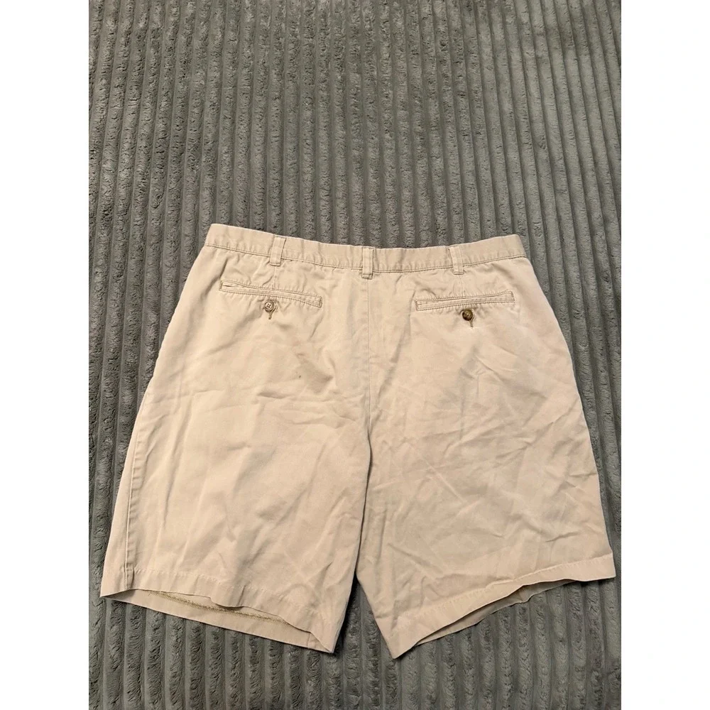 George Mens Pleated Chino Shorts Khaki Tan Cotton Size 40